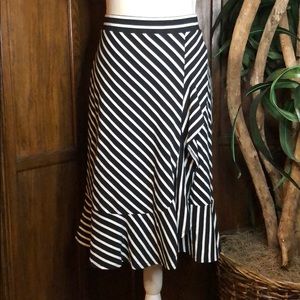 Slanted Stripe Skirt Cascade Ruffle Sz S